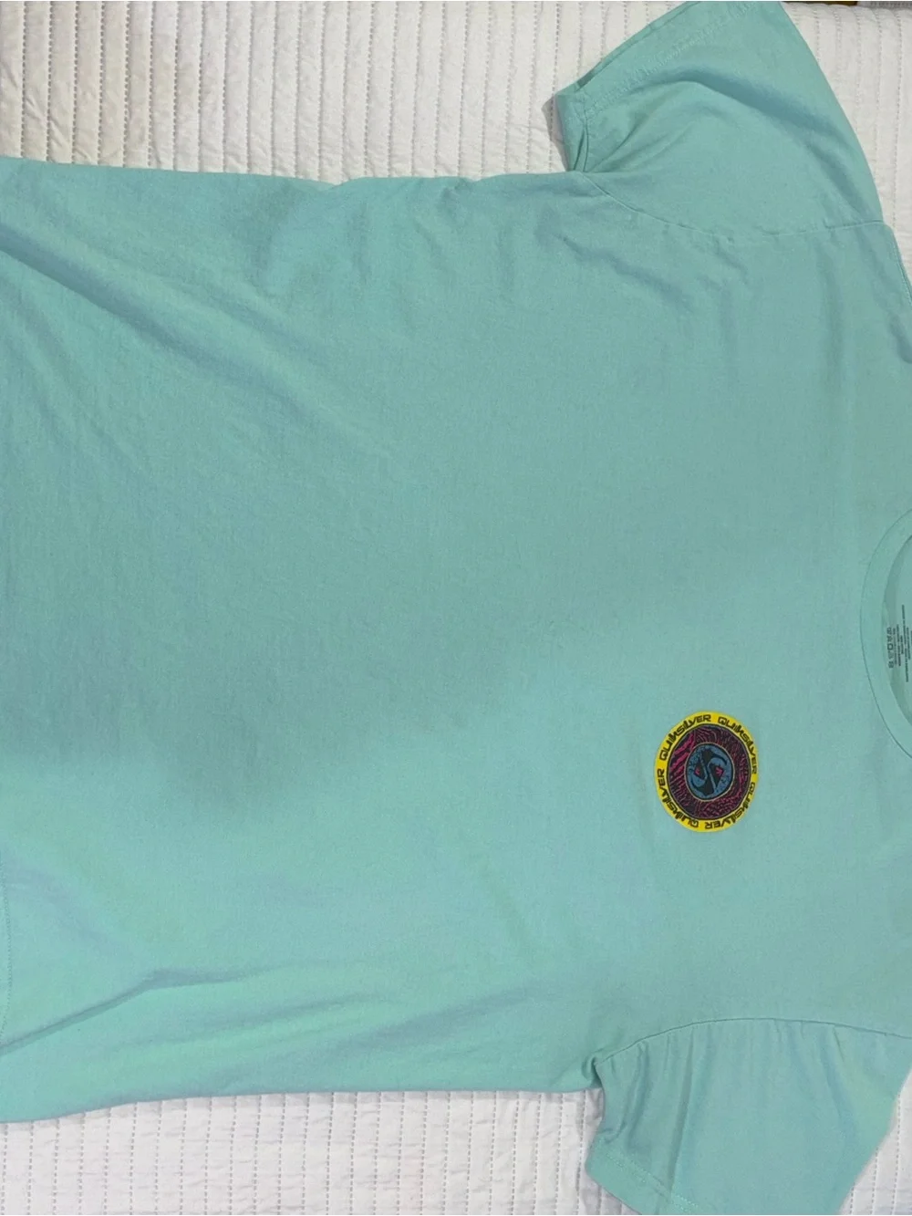 Quiksilver XL Mint Green T-Shirt Colorful Logo Short Sleeve